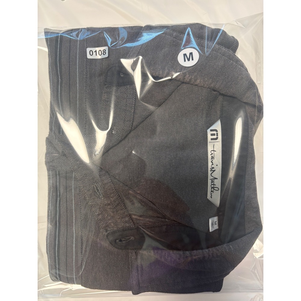 TravisMathew Mens Short Sleeve Polo Shirt Grey Black Colorblock Striped Size M - Picture 5 of 5
